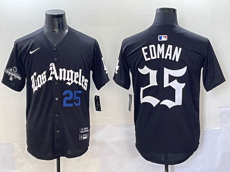 Men 2025 Los Angeles Dodgers 25 Edman Black Five generations Joint Name Nike MLB Jersey style 5